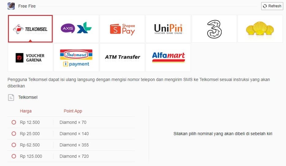 Situs Top Up FF Termurah Pakai Pulsa Via Kios Gamer