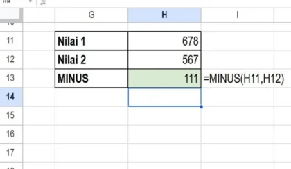Cara Menggunakan Rumus Minus di Google Sheet Untuk Pengurangan