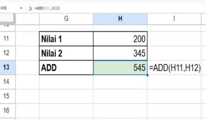 Cara Menggunakan Rumus ADD di Spreadsheet Untuk Penjumlahan