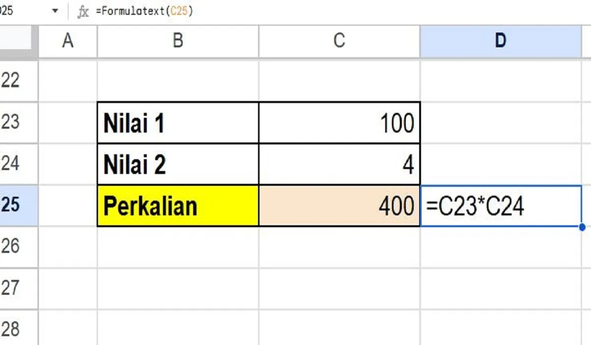 Rumus Perkalian di Spreadsheet Menggunakan Operator * (Tanda Bintang)