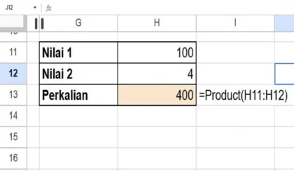 Cara Menghitung Perkalian di Spreadsheet Menggunakan Rumus Product