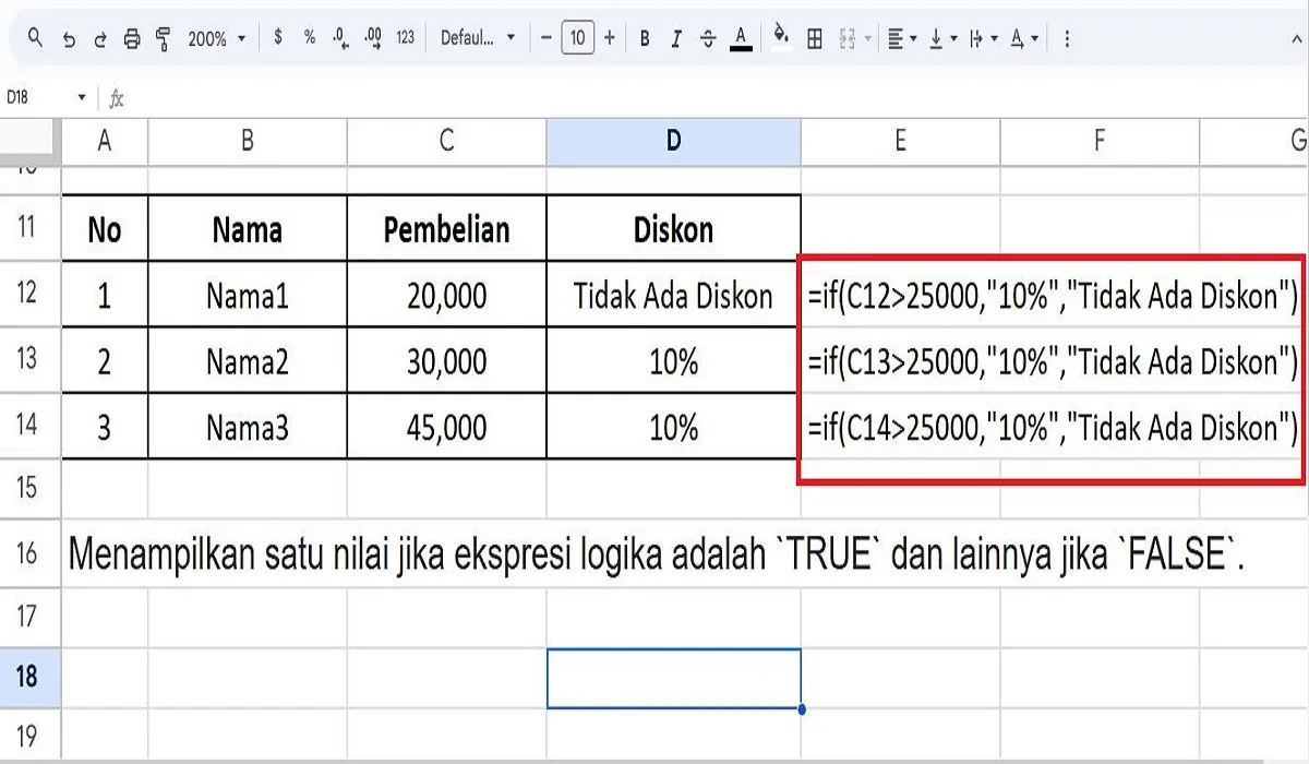 Cara Menggunakan Rumus IF di Spreadsheet, Berikut Contoh dan Tutorial Lengkapnya