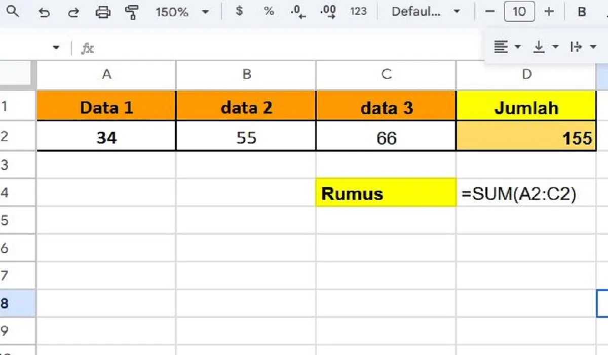 Cara Menjumlah di Spreadsheet, Rumus SUM Bisa Digunakan Untuk Banyak data Sekaligus