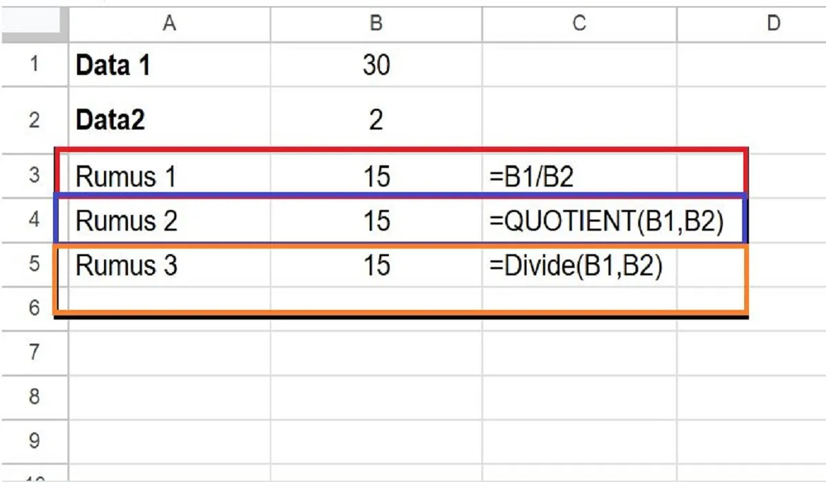 3 Cara menghitung Pembagian di Spreadsheet, Berikut Contoh dan Tutorialnya