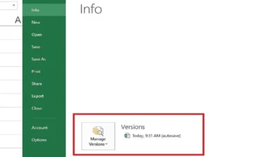 Cara Melihat History Excel, Perubahan Version dari AutoSave Excel