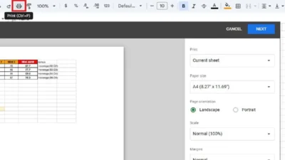 Cara Print Area di Spreadsheet / Google Sheet